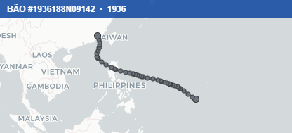 Quỹ đạo di chuyển của BÃO #1936188N09142 (1936)
