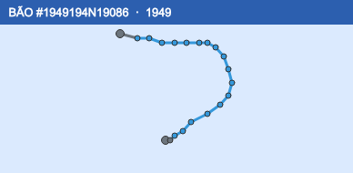 Quỹ đạo di chuyển của BÃO #1949194N19086 (1949)