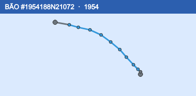 Quỹ đạo di chuyển của BÃO #1954188N21072 (1954)