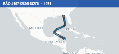 Quỹ đạo di chuyển của BÃO #1971280N18276 (1971)