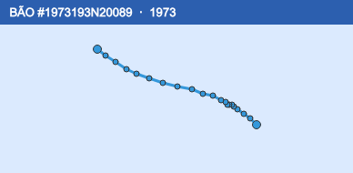 Quỹ đạo di chuyển của BÃO #1973193N20089 (1973)