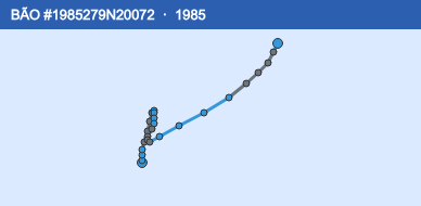 Quỹ đạo di chuyển của BÃO #1985279N20072 (1985)