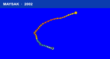 Quỹ đạo di chuyển của MAYSAK (2002)