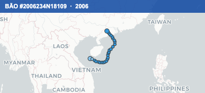 Quỹ đạo di chuyển của BÃO #2006234N18109 (2006)