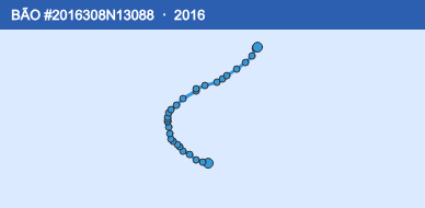 Quỹ đạo di chuyển của BÃO #2016308N13088 (2016)