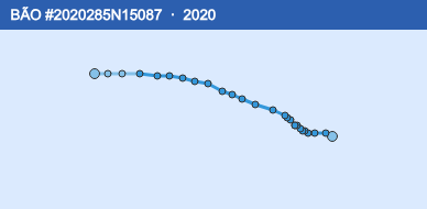 Quỹ đạo di chuyển của BÃO #2020285N15087 (2020)