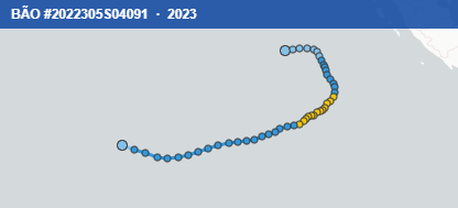 Quỹ đạo di chuyển của BÃO #2022305S04091 (2023)