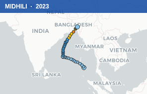 Quỹ đạo di chuyển của MIDHILI (2023)