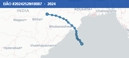 Quỹ đạo di chuyển của BÃO #2024252N18087 (2024)